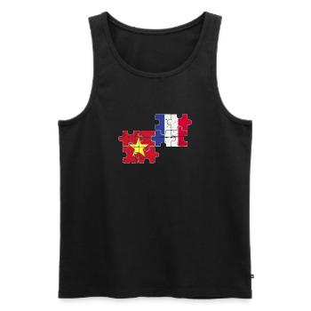 Vietnam Frankreich Vintage Flagge Vietnamese - Männer Premium Bio Tank Top - Schwarz - Vorne - Michal (187cm)