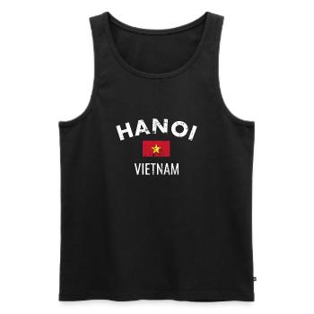 Hanoi Vietnam Vintage Flagge Vietnamese - Männer Premium Bio Tank Top - Schwarz - Vorne - Michal (187cm)