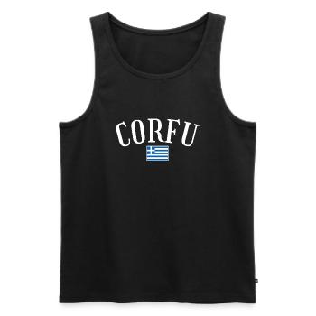 Corfou Grèce Drapeau grec Grec - Débardeur bio Premium Homme - noir - Devant - AI Model Male 178 light (178cm)
