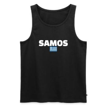 Samos Greece Greek Flag Greek - Men's Premium Organic Tank Top - black - Front - AI Model Male 178 light (178cm)