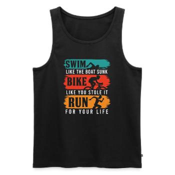 Triathlon Triathlet Geschenk - Männer Premium Bio Tank Top - Schwarz - Vorne - Michal (187cm)