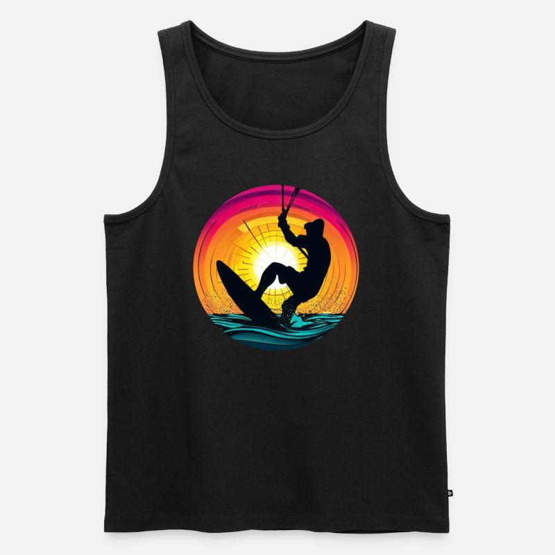Kitesurfer Sunset Kiten - Männer Premium Bio Tank Top - Schwarz