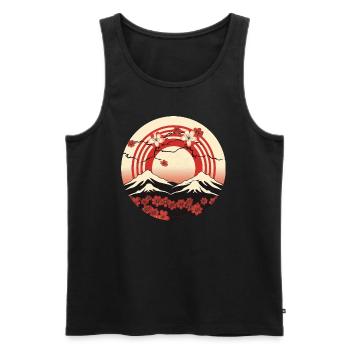 Kyoto Berge: Kirschblüten und Flagge - Männer Premium Bio Tank Top - Schwarz - Vorne - Michal (187cm)