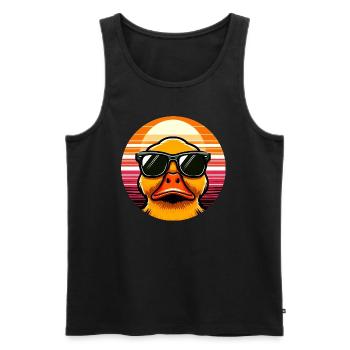 Coole Ente mit Sonnenbrille beim Sonnenuntergang - Männer Premium Bio Tank Top - Schwarz - Vorne - Michal (187cm)