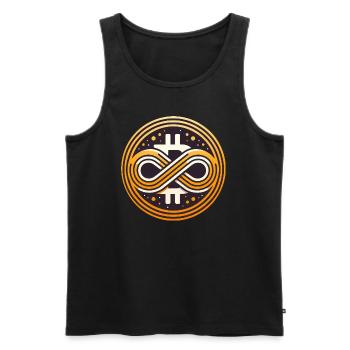 Symbole Bitcoin Valeur infinie 21 millions - Débardeur bio Premium Homme - noir - Devant - Michal (187cm)