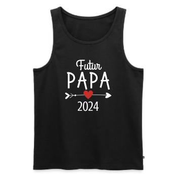 Futur Papa 2024 Cadeau Annonce de grossesse - Débardeur bio Premium Homme - noir - Devant - AI Model Male 178 light (178cm)