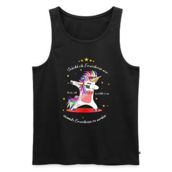 Tanzendes Einhorn - Nie erwachsen werden - Männer Premium Bio Tank Top - Schwarz - Vorne - Michal (187cm)