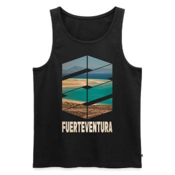 Fuerteventura Sommer Sonne Strand Meer Palmen - Männer Premium Bio Tank Top - Schwarz - Vorne - AI Model Male 178 light (178cm)