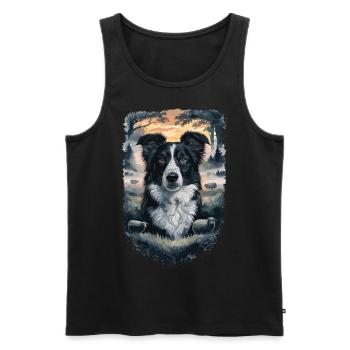 Schöner Border Collie Hund Design - Männer Premium Bio Tank Top - Schwarz - Vorne - Michal (187cm)