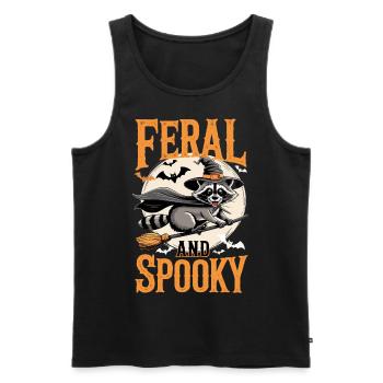 Niedlicher Waschbär als Hexe Feral and Spooky - Männer Premium Bio Tank Top - Schwarz - Vorne - Michal (187cm)