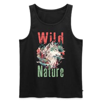 Wolf Wolf's Head Forest Nature Mountains Wilderness Colorful - Men's Premium Organic Tank Top - black - Front - AI Model Male 178 light (178cm)