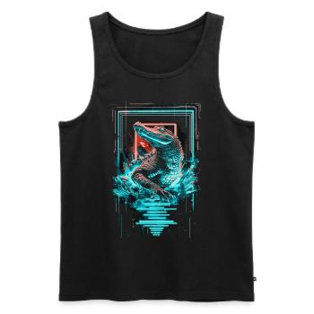 Alligator Krokodil Reptil Raubtier Neon Bunt Kunst - Männer Premium Bio Tank Top - Schwarz - Vorne - AI Model Male 178 light (178cm)