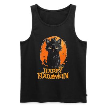 Happy Halloween - Schwarze Katze - Männer Premium Bio Tank Top - Schwarz - Vorne - Michal (187cm)