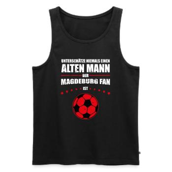 Alter Mann - Magdeburg Fan | Retro Vintage Design - Männer Premium Bio Tank Top - Schwarz - Vorne - AI Model Male 178 light (178cm)