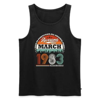 Mars 1983 Vintage Vintage Rétro Anniversaire - Débardeur bio Premium Homme - noir - Devant - Michal (187cm)