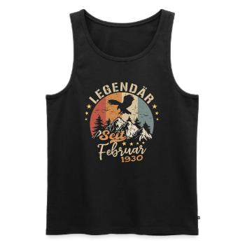 Legendary since February 1930 birthday 1930 - Men's Premium Organic Tank Top - black - Front - AI Model Male 178 light (178cm)