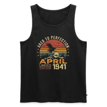 Unmatched Since April 1941 Anniversary Gift - Men's Premium Organic Tank Top - black - Front - Michal (187cm)