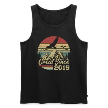 Vintage 2019 Cadeau D’anniversaire 2019 Retro 2019 - Débardeur bio Premium Homme - noir - Devant - AI Model Male 178 light (178cm)