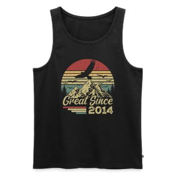 Vintage 2014 Retro 2014 Birthday Gift - Men's Premium Organic Tank Top - black - Front - AI Model Male 178 light (178cm)