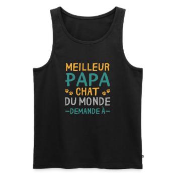 Meilleur Papa Chat Du Monde cadeau Personnalisé - Débardeur bio Premium Homme - noir - Devant - Michal (187cm)