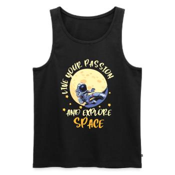Space Shuttle Weightless Star Planet - Men's Premium Organic Tank Top - black - Front - AI Model Male 178 light (178cm)