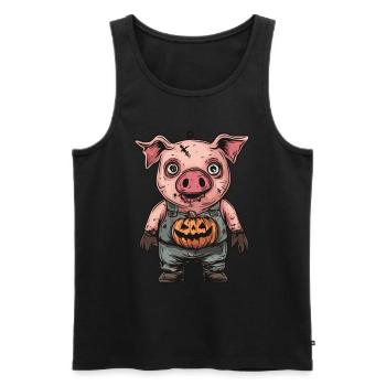 Schwein Halloween Lustig Zombie - Männer Premium Bio Tank Top - Schwarz - Vorne - Michal (187cm)