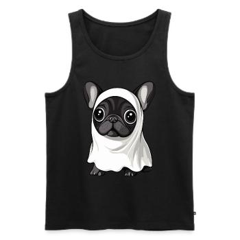 Französische Buldogge Hund HalloweenGeist - Männer Premium Bio Tank Top - Schwarz - Vorne - Michal (187cm)