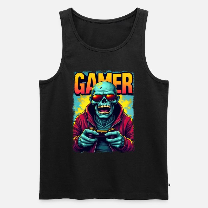 Zocker-Zombie mit Controller - Männer Premium Bio Tank Top - Schwarz