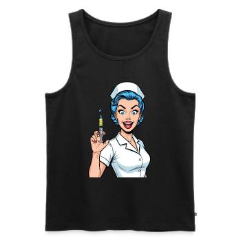 Verrückte Krankenschwester Comic Pop Art Spritze - Männer Premium Bio Tank Top - Schwarz - Vorne - AI Model Male 178 light (178cm)