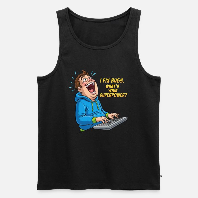 Bugfixer Power: Dein Superhelden-Skill! - Männer Premium Bio Tank Top - Schwarz