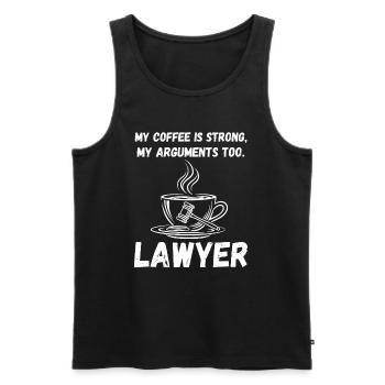 Starker Kaffee, starke Argumente - Anwalt Power! - Männer Premium Bio Tank Top - Schwarz - Vorne - AI Model Male 178 light (178cm)
