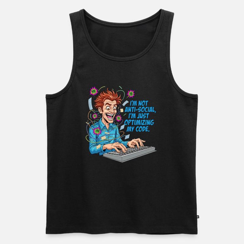 Code Optimizer: Anti-social? Just coding! - Men's Premium Organic Tank Top - black