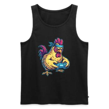 Gambling chicken: Gamer Hahn Power - Men's Premium Organic Tank Top - black - Front - Michal (187cm)