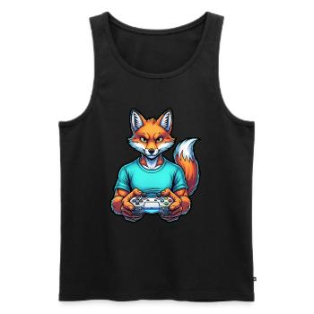 Fuchs am Zocken: Dein tierischer Gamer-Kumpel! - Männer Premium Bio Tank Top - Schwarz - Vorne - Michal (187cm)