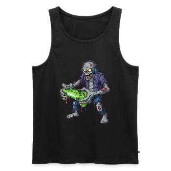 Zombie Zocker Power Retro Gamer - Männer Premium Bio Tank Top - Schwarz - Vorne - Michal (187cm)