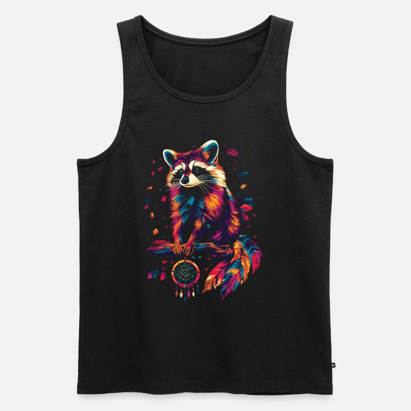 Waschbär mit Traumfänger - Männer Premium Bio Tank Top - Schwarz
