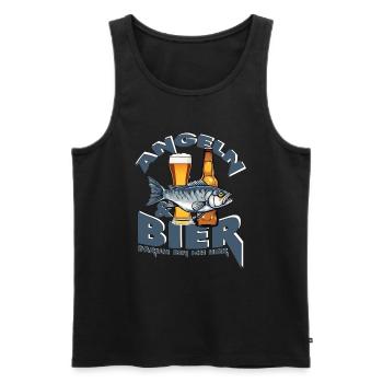 Lustiges Angler T-Shirt - Angeln und Bier... - Männer Premium Bio Tank Top - Schwarz - Vorne - Michal (187cm)