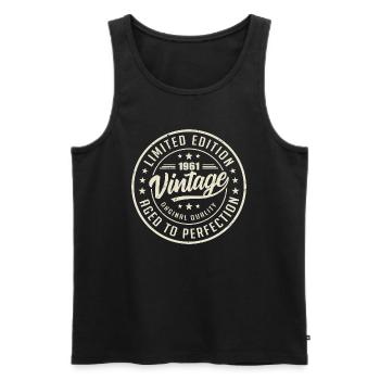 Vintage 1961 Gift 1961 Retro Birthday 1961 - Men's Premium Organic Tank Top - black - Front - AI Model Male 178 light (178cm)