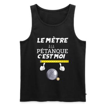 Humour drole Papy bouliste fan de pétanque - Débardeur bio Premium Homme - noir - Devant - Michal (187cm)