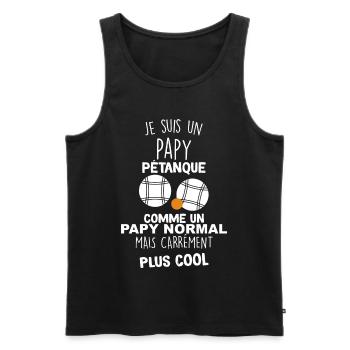 Papy pétanque - Débardeur bio Premium Homme - noir - Devant - AI Model Male 178 light (178cm)