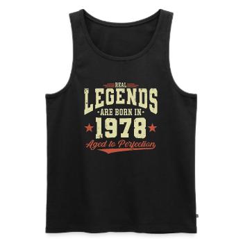 Les légendes sont nées en 1978 - Débardeur bio Premium Homme - noir - Devant - AI Model Male 178 light (178cm)