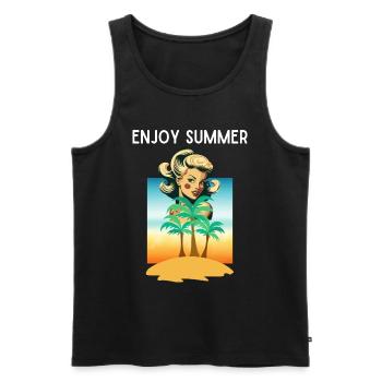 ENJOY SUMMER - Débardeur bio Premium Homme - noir - Devant - AI Model Male 178 light (178cm)