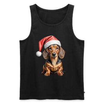 Dackel Weihnachtshund - Männer Premium Bio Tank Top - Schwarz - Vorne - Michal (187cm)