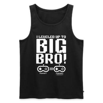 Zum großen Bruder 2025 aufgestiegen - Männer Premium Bio Tank Top - Schwarz - Vorne - Michal (187cm)