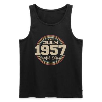 1957 Geburtstag Juli 1957 Geschenk Juli 1957 - Männer Premium Bio Tank Top - Schwarz - Vorne - Michal (187cm)