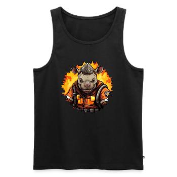 Rhino Fire Brigade - Men's Premium Organic Tank Top - black - Front - AI Model Male 178 light (178cm)