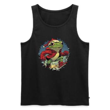 Frogs Christmas - Men's Premium Organic Tank Top - black - Front - Michal (187cm)