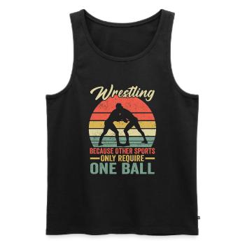 Ringen, weil andere Sportarten einen Ball erfordern - Männer Premium Bio Tank Top - Schwarz - Vorne - Michal (187cm)