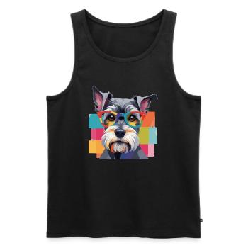 Chien Schnauzer miniature à lunettes colorées - Débardeur bio Premium Homme - noir - Devant - Michal (187cm)