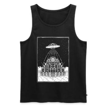 Rave Party Alien UFO Soundsystem - Männer Premium Bio Tank Top - Schwarz - Vorne - AI Model Male 178 light (178cm)